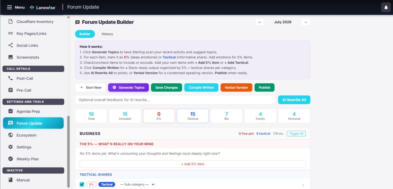 Forum Update Builder - EO/YPO prep