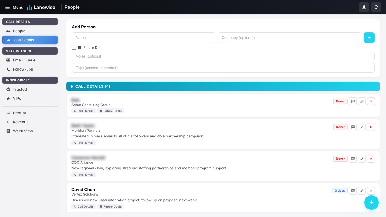 People Tracker - Relationship management