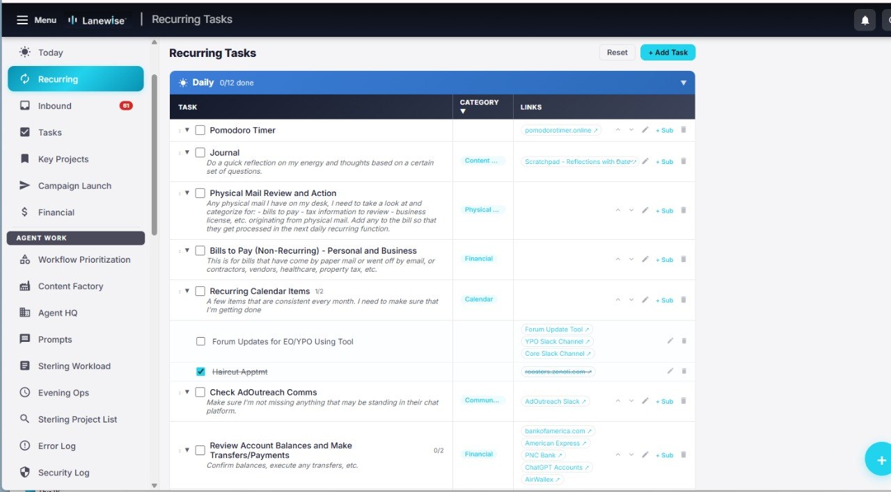 Recurring Tasks - Daily, weekly, monthly